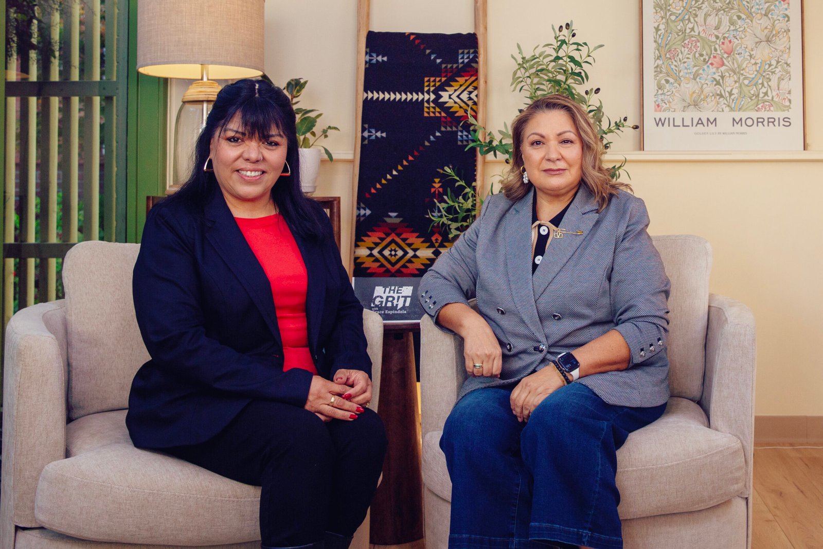 Grace Espindola and Maria Alcantar recording The GR!T podcast